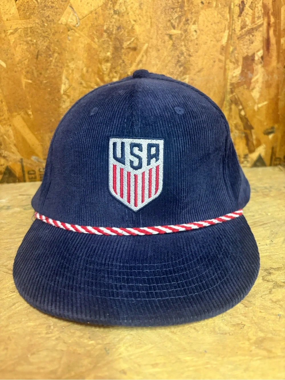 USA Embroidered Navy Corduroy Cap